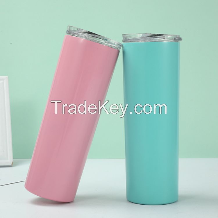 Wholesale 20oz Coffee Termos Cups Travel Beer Mug Slim Stainless Steel Tumbler with straw