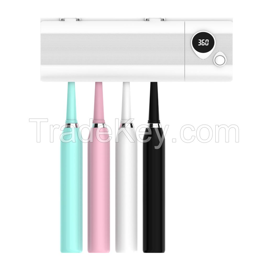 Wall Mounted 2 in 1 360 Ultraviolet UVC LED Toothbrush Holder UV Sanitizer Toothbrush Sanitizer Sterilizer