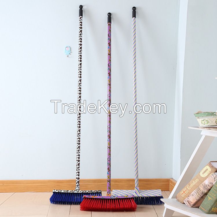 Home indoor floor broom with long stainless steel handle 