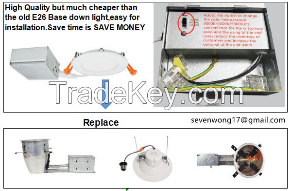 ETL Recessed round panel directly to replace the old E26 led down light 