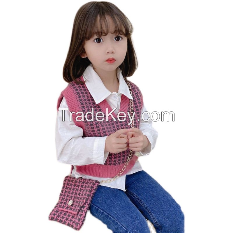 Children&#039;s Vest Sweater Warm Soft Winter Fall Kid Tops Knitted Solid Outfits Boys Girls Outwears Sleeveless O-Neck Pullover