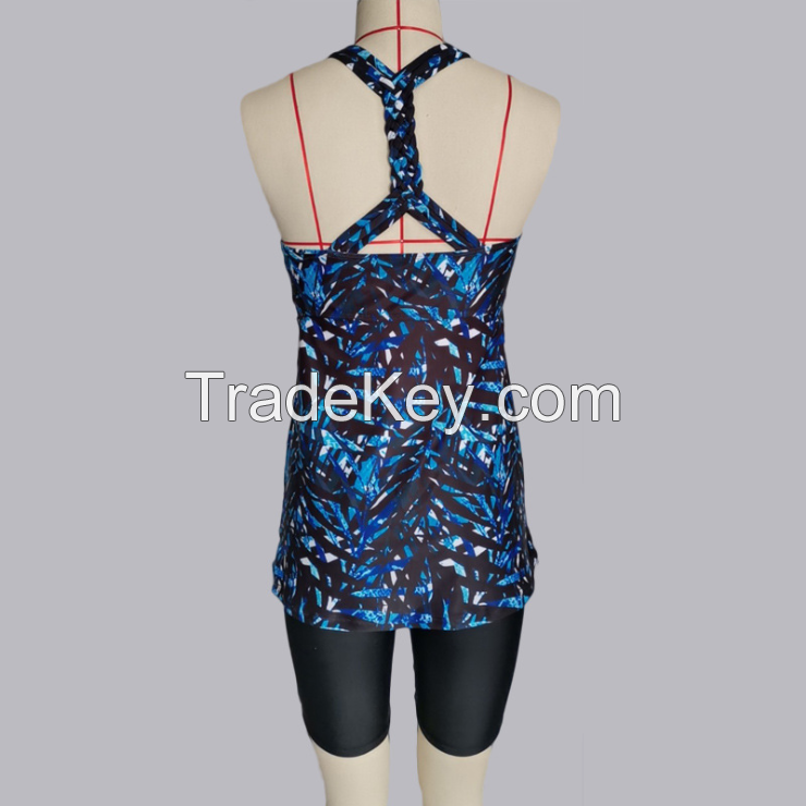 High Quality Plus Size Swim Suits 2 Piece Striped Tie Dye Braided Tankini Striped Suimsuit