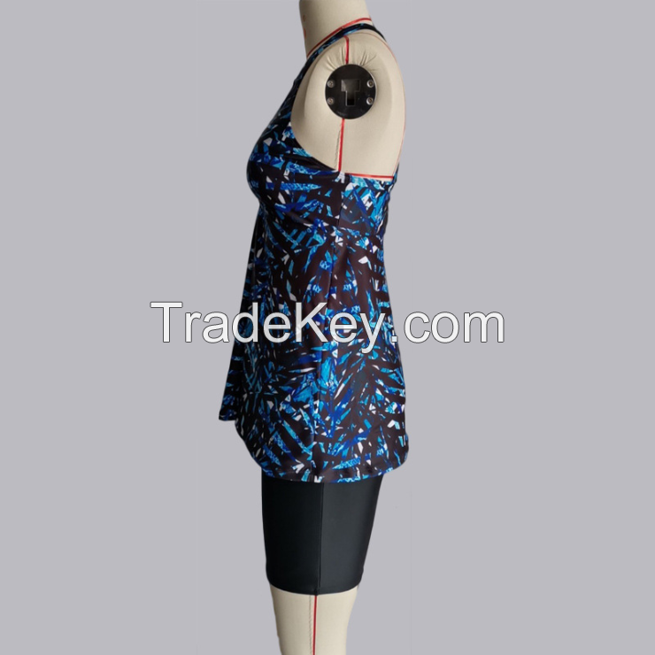 High Quality Plus Size Swim Suits 2 Piece Striped Tie Dye Braided Tankini Striped Suimsuit