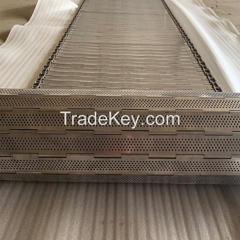 Stainless Steel Conveyor Chain Plate Slat Steel Hinged Wire Mesh Conveyor Belt for Food Conveying/Cooling/Quick-Freezing and Industrial Transporting