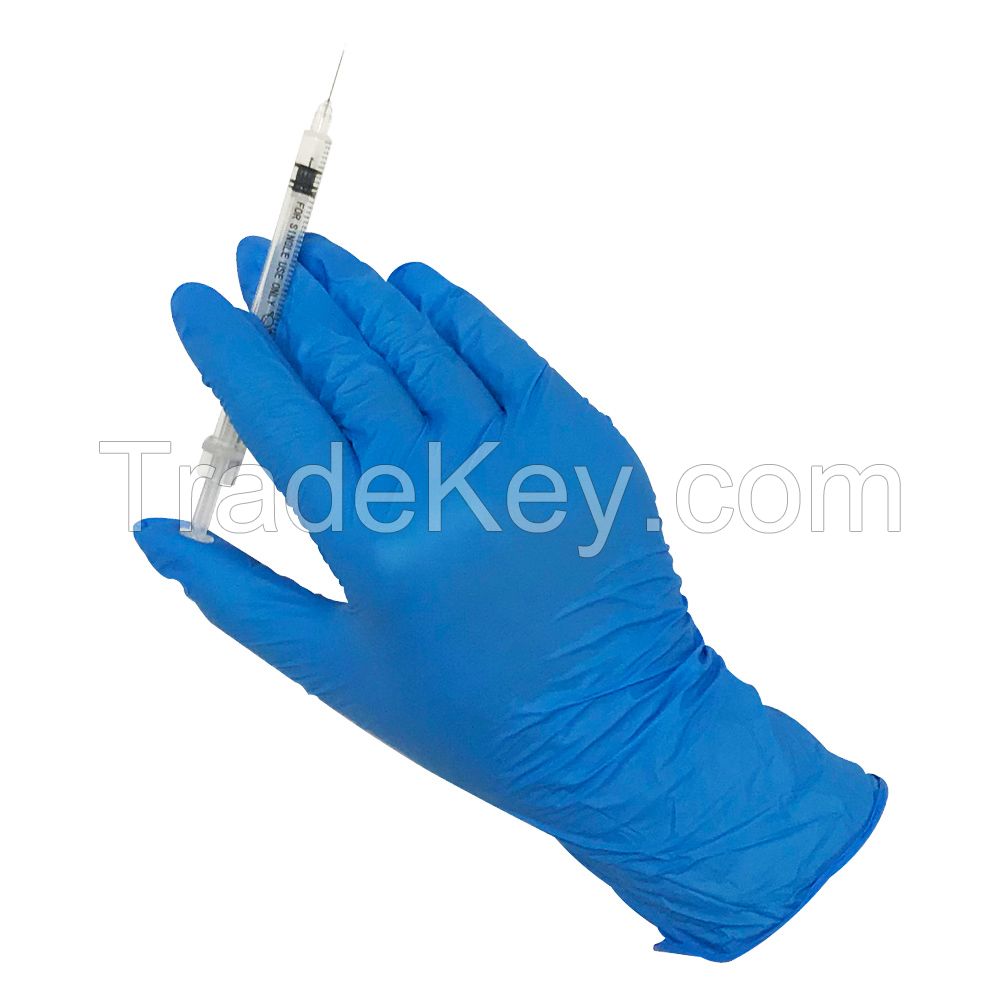 Blue Color Medical Disposable Nitrile Exam Gloves