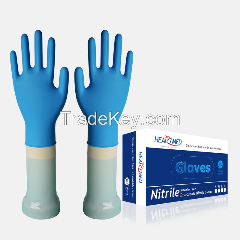 Blue Color Medical Disposable Nitrile Exam Gloves