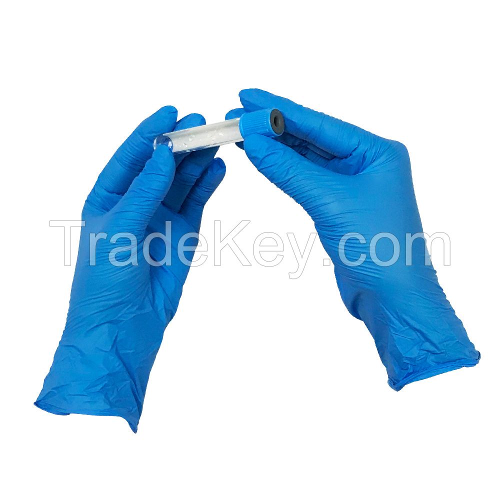 Blue Color Medical Disposable Nitrile Exam Gloves