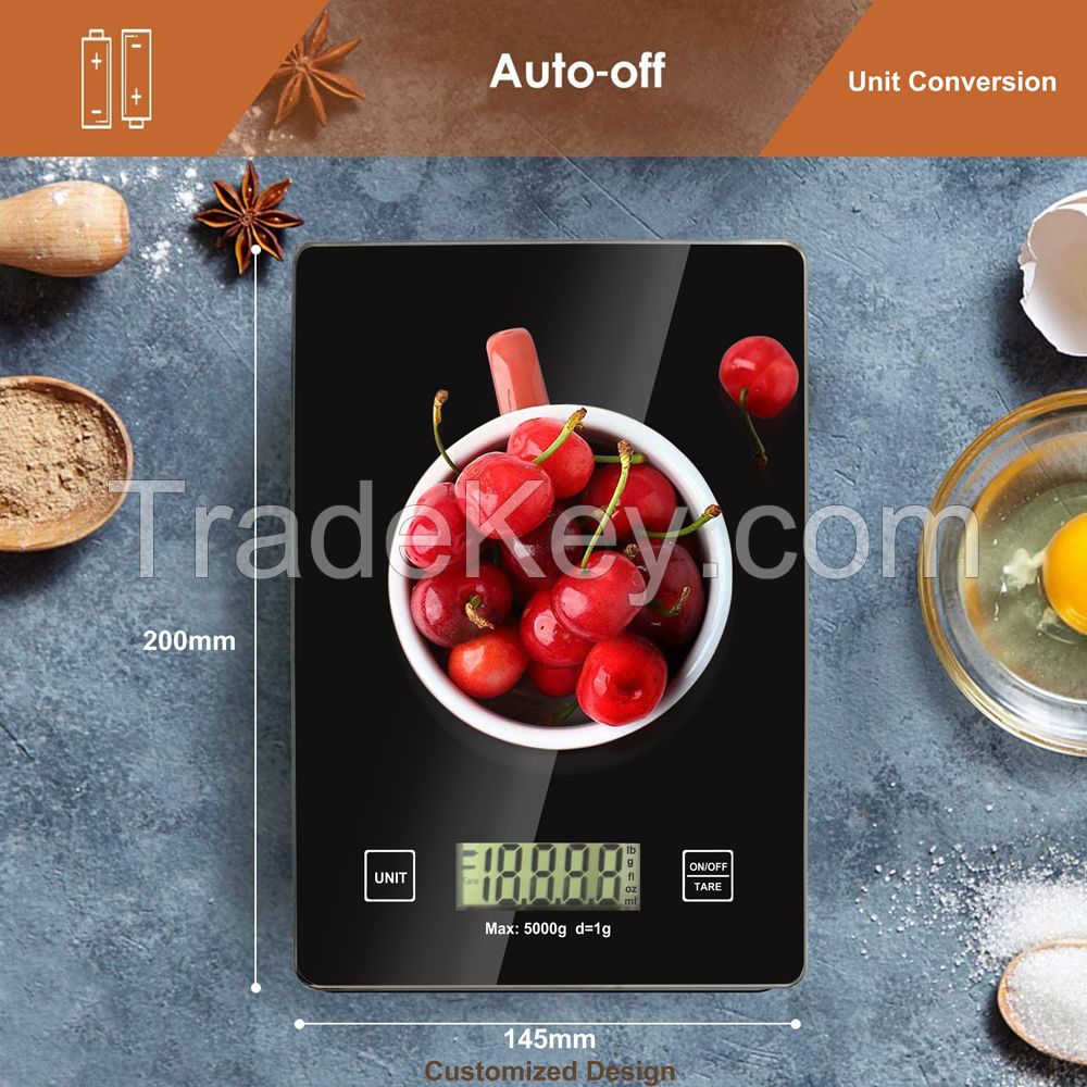 Electronic Food Scales Digital Glass Kitchen Scale for Food 5kg Diet Scale