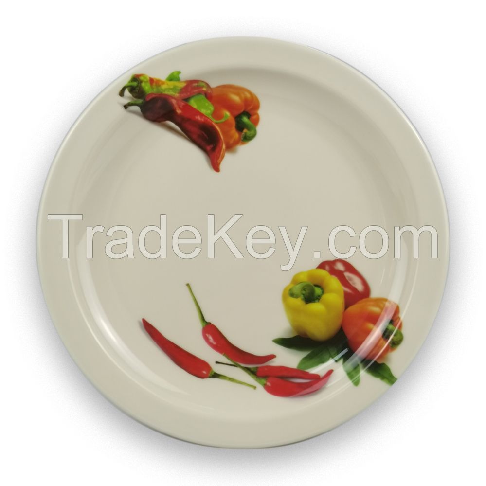 Factory direct supply high quality thick durable melamine dinner plate with custom design