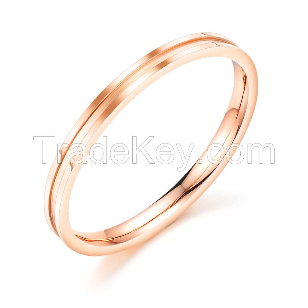 Cyue European Stainless Steel Rose Golden Finger Ring For Women Men Gift Jewelry