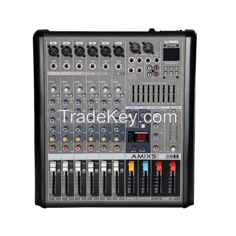 AMIXS EM6 audio mixer Phantom Power dj mixing console sound card pro audio equipment professional audio interface dsp