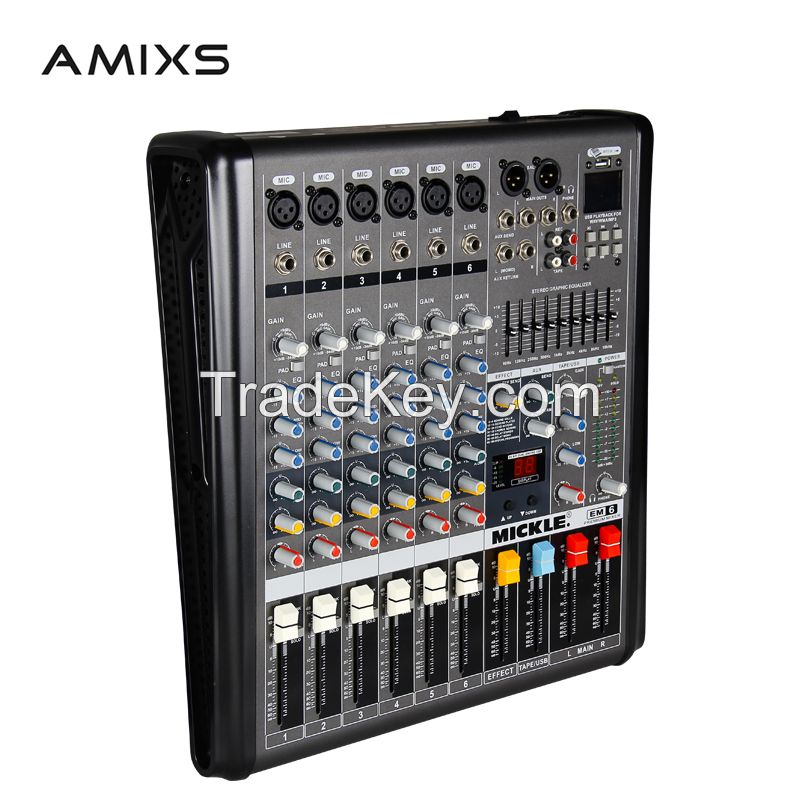 AMIXS EM6 audio mixer Phantom Power dj mixing console sound card pro audio equipment professional audio interface dsp