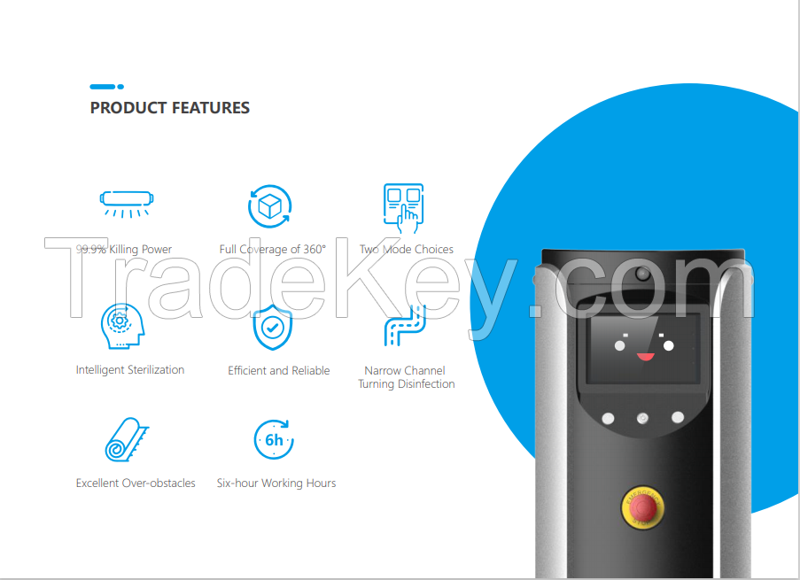 Latest Hotel Hospital Autonomous Sanitizing Uith UV Light Sanitizer Ultraviolet Disinfection RobotVC Mobile Robot w