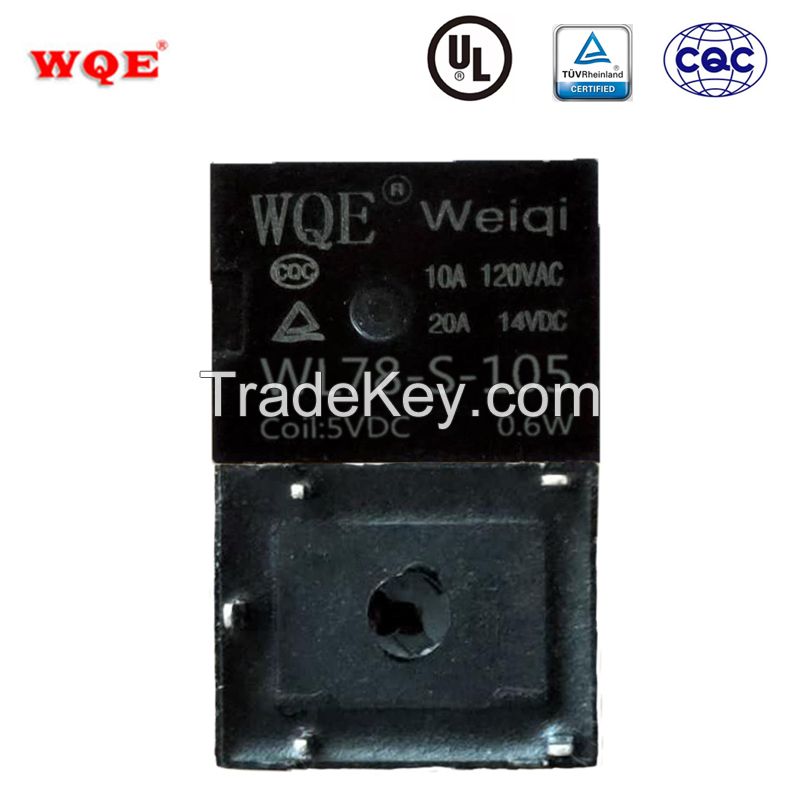 (WL78) T78 Miniature Automotive Relay Auto Parts for Automobile Black Cover 20A 14VDC Relays Rele