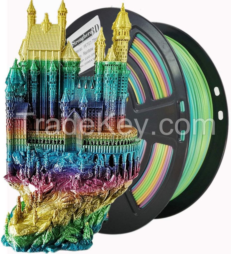 Stronghero3D PETG 3D Printer Filament 1.75mm Rainbow 1kg for Anet Creality Ender3 Prusa