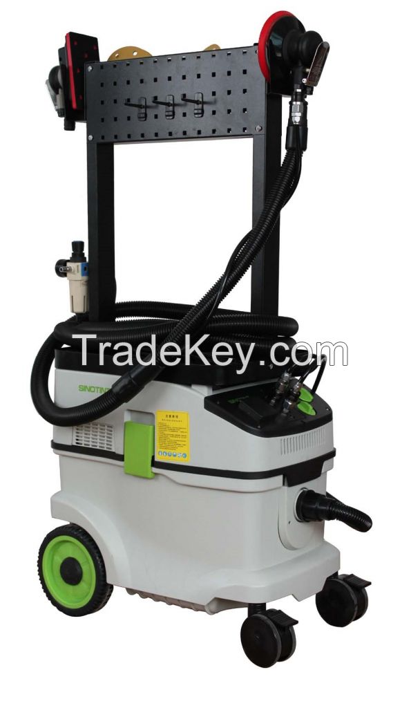 Dust free dry sanding and polishing equipment with sanding central vacuum system