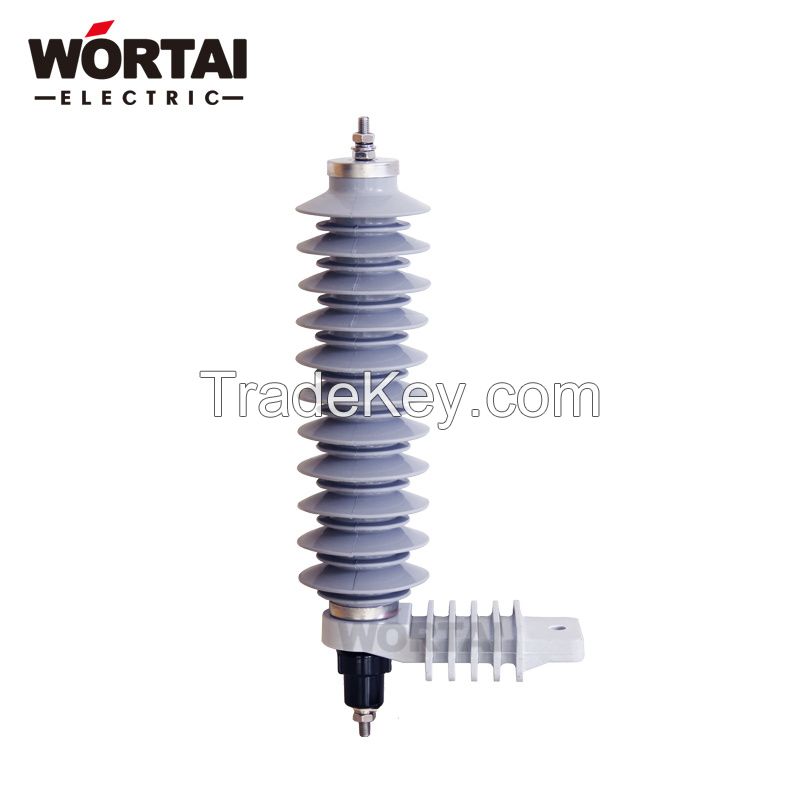 Wortai High Quality ZnO Lightning Protector Surge Polymer Arrester 3-36kv