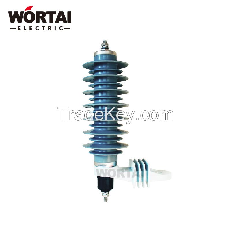 Wortai High Quality ZnO Lightning Protector Surge Polymer Arrester 3-36kv