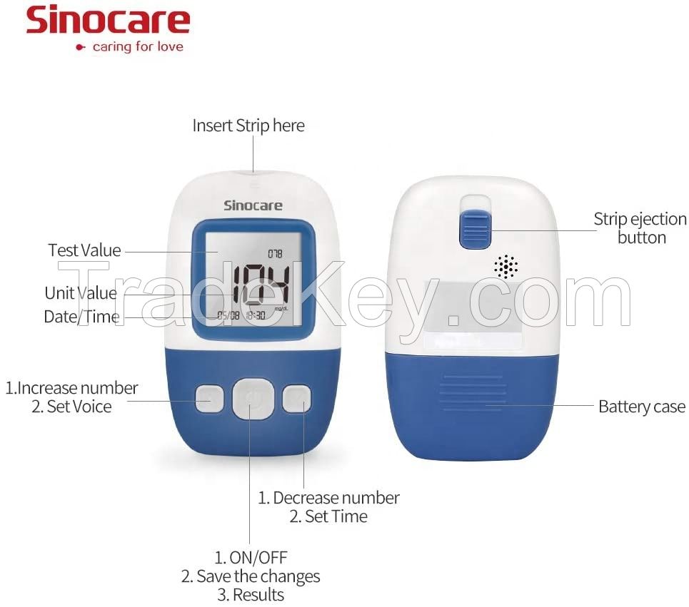 Sinocare Portable Code Free Digital Glucometer without Blood Smart Sugar 