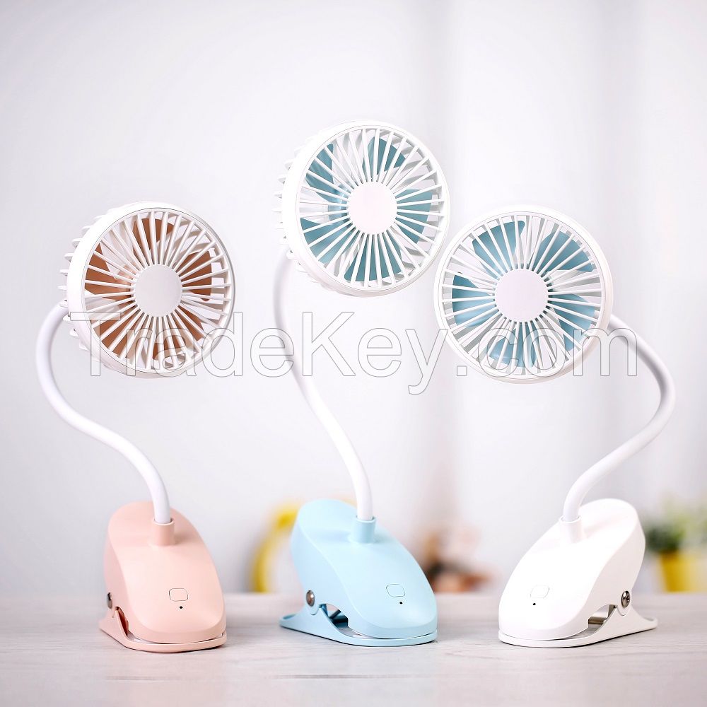 Clip On 1200mAh Rechargeable Mini Hand Held Fan For Baby Stroller Outdoor Camping