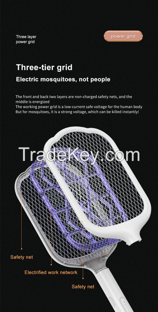 2021 Rechargeable Portable Electronic Mosquito Killer Bat With UV Tempt Light