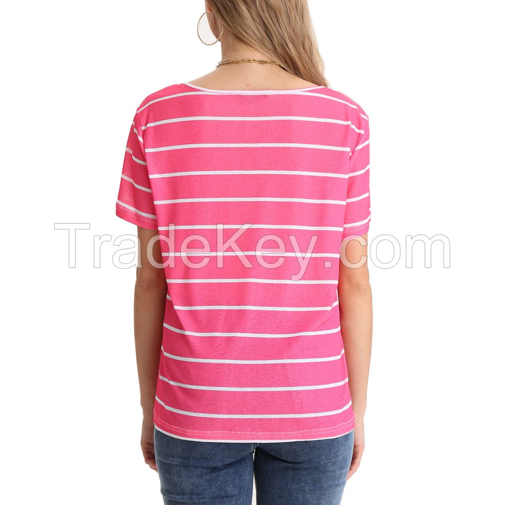 Women's Stripe V Neck Tee Top