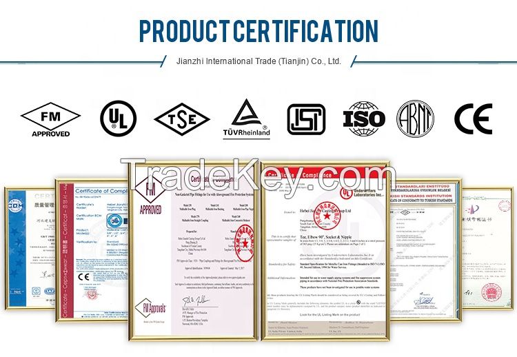 red or blue  ductile iron grooved pipe fittings for fire system