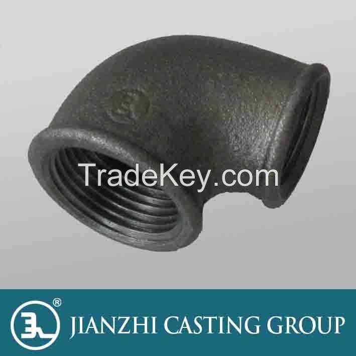 black FM BS NPT male female  malleable iron pipe fittings Elbow