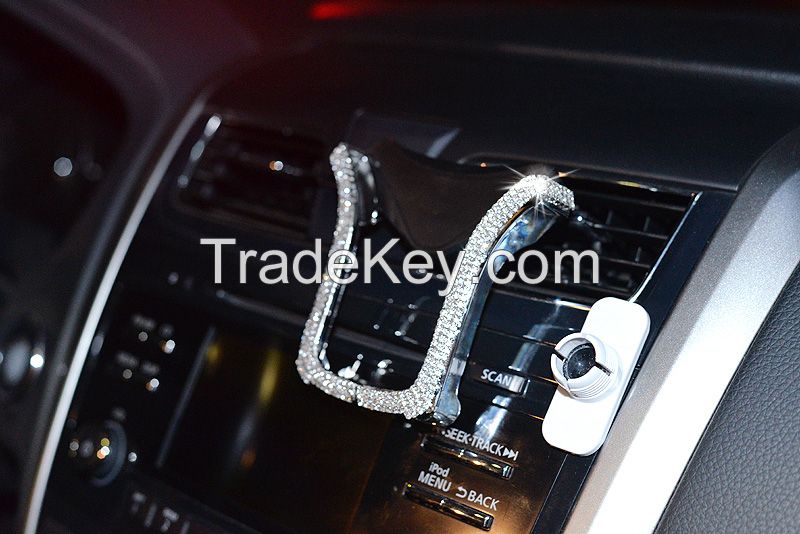 The Best Selling BigHe Universal Car Phone Holder with Bing Crystal Rhinestone Car Air Vent Mount Clip Cell Phone Holder for iPhone Samsung