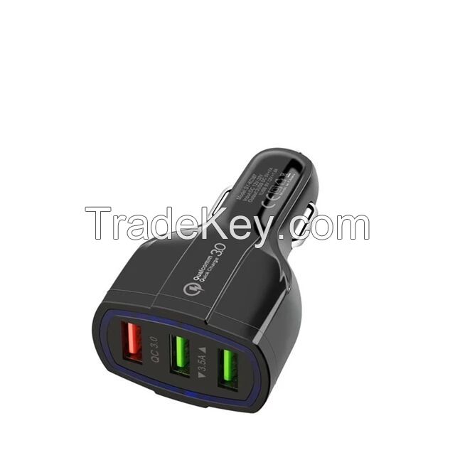 The Best Car charger 3USB carcharger QC3.0+3.5A for Hua Wei Samsung fast charging usb charger adapter MAX 7A/35W