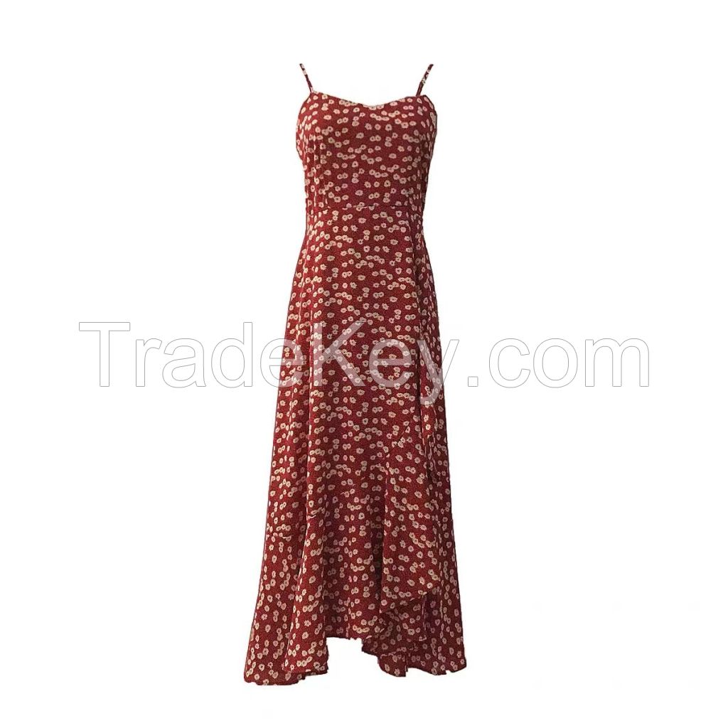 Polka dot chiffon slim length dress