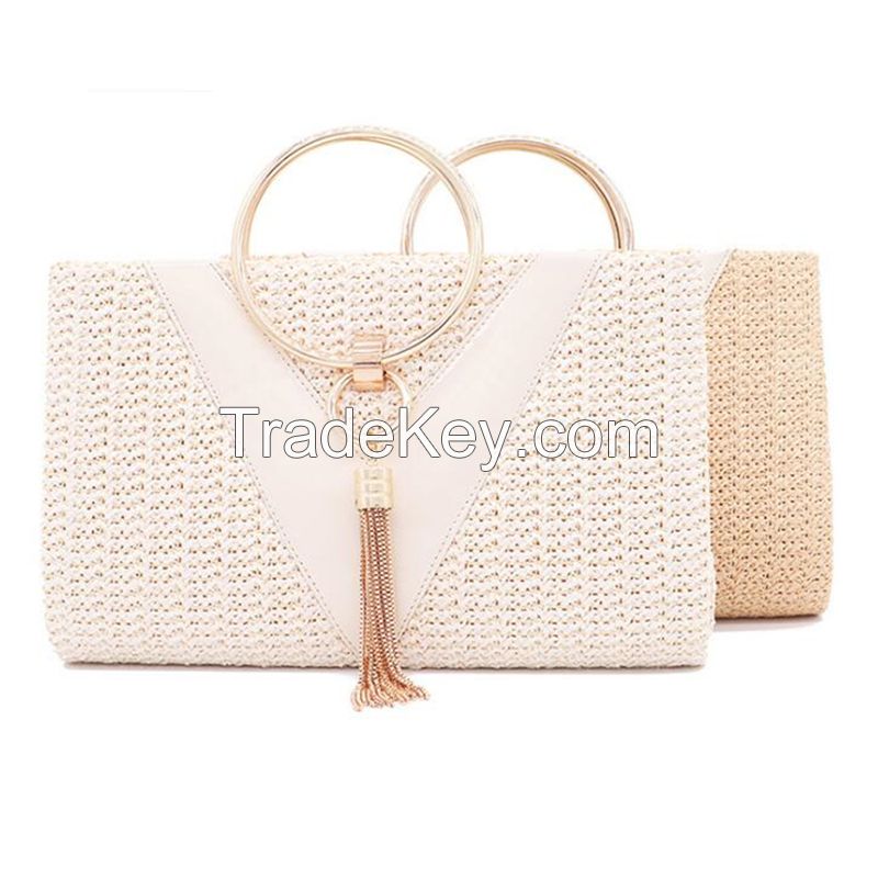 Gusure Womens Evening Bags 2021 Handbags with Metal Handle Tassel Clutch Chain Shoulder Purses Design for Lady Wedding Party