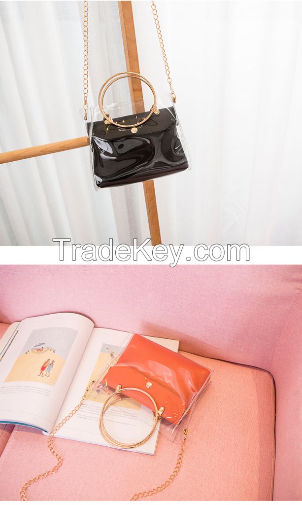 2020 Design Luxury Handbag Women Transparent Bucket Bag Clear PVC Jelly Small Shoulder Bag Female Chain Crossbody Messenger Bags