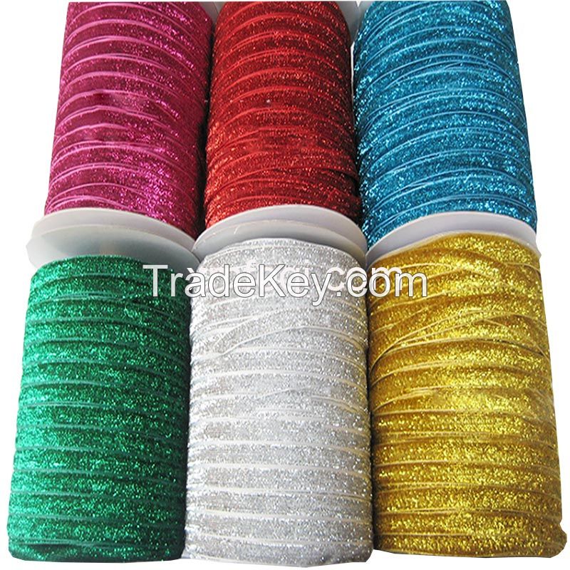 Polyester glitter ribbon sparkle metallic velvet ribbon