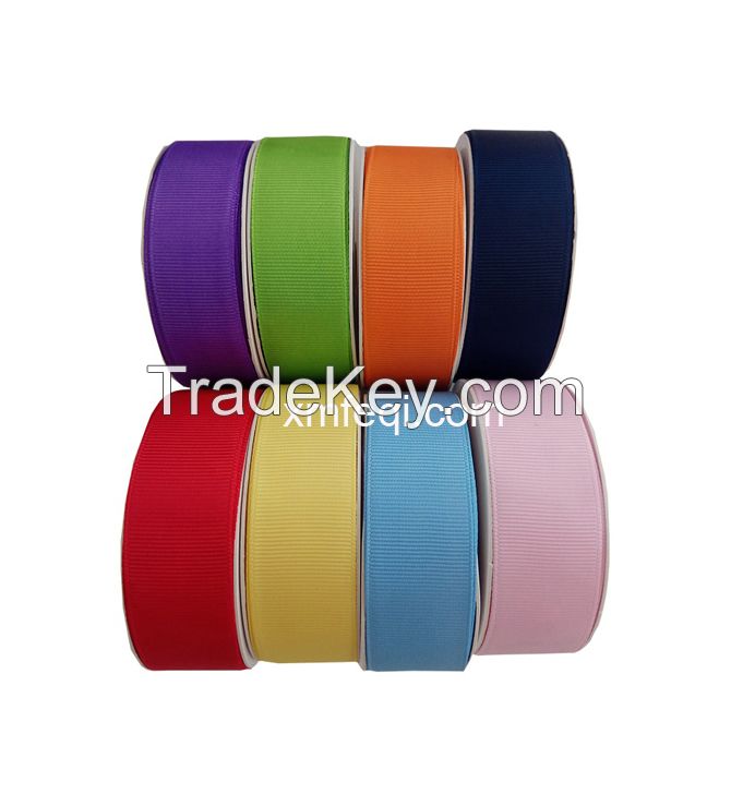 Eco-friendly recycled RPET grosgrain ribbon double faced