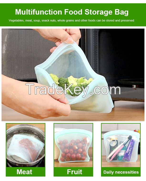 LFGB FDA New design 100% Food Grade Platinum Silicone food storage bag