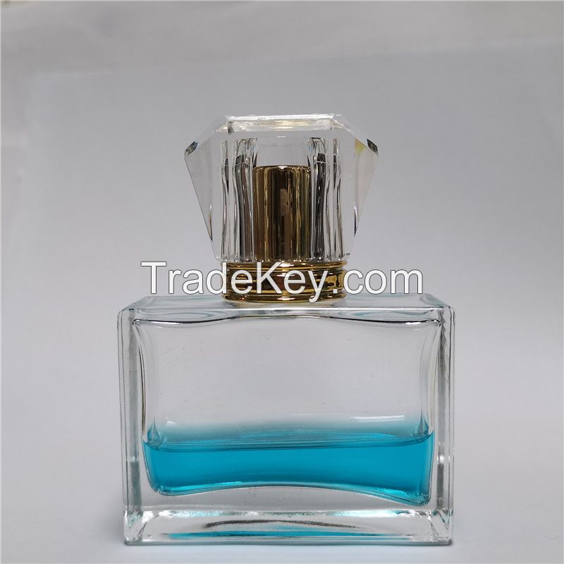 Wholesale Clear Square Shape Perfume Glass Bottles 50 ml Empty Perfume Bottle For Cosmetic