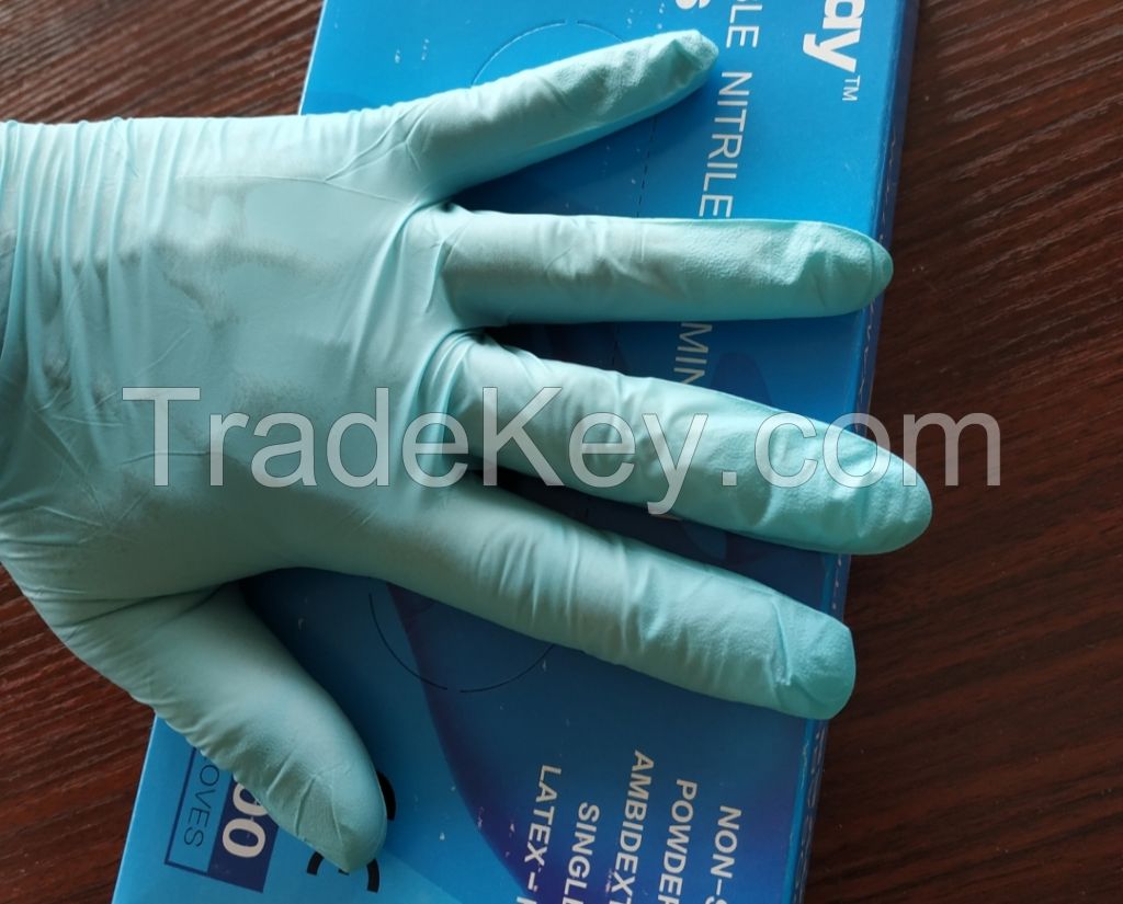 Disposable powder free medical chemical resistant examination cut resistant work nitrile glove