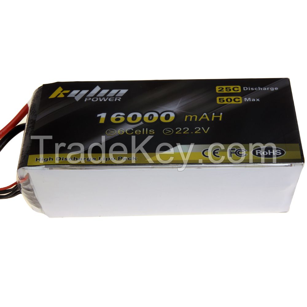 Kylinpower 16000mAh 6s 22.2v 25C lipo battery for UAV multicoters Drone