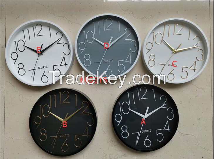 Home Decoration Simple Round Design 10 inch Cheap Plastic Wall Clock