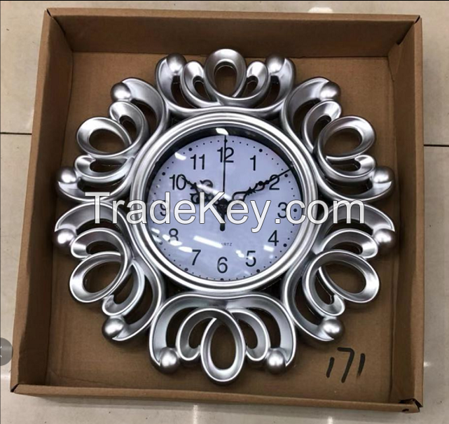 Hot Sale Carved Home Decoration Plastic Quartz Wall Clock