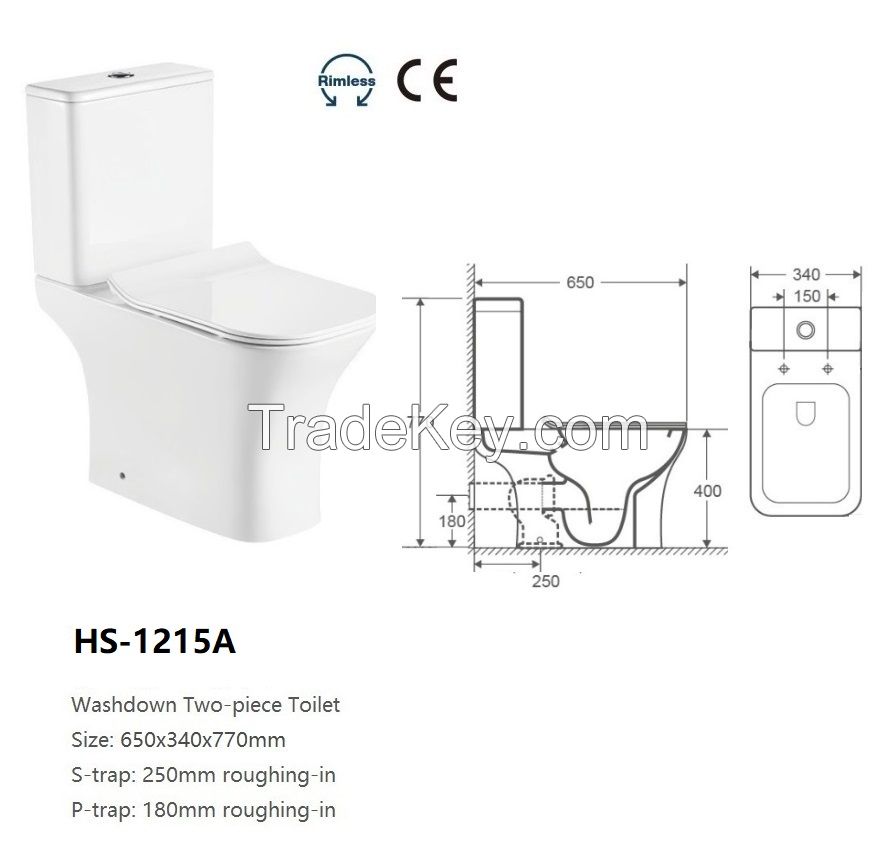 HS-1215A washdown two-piece toilet modern design