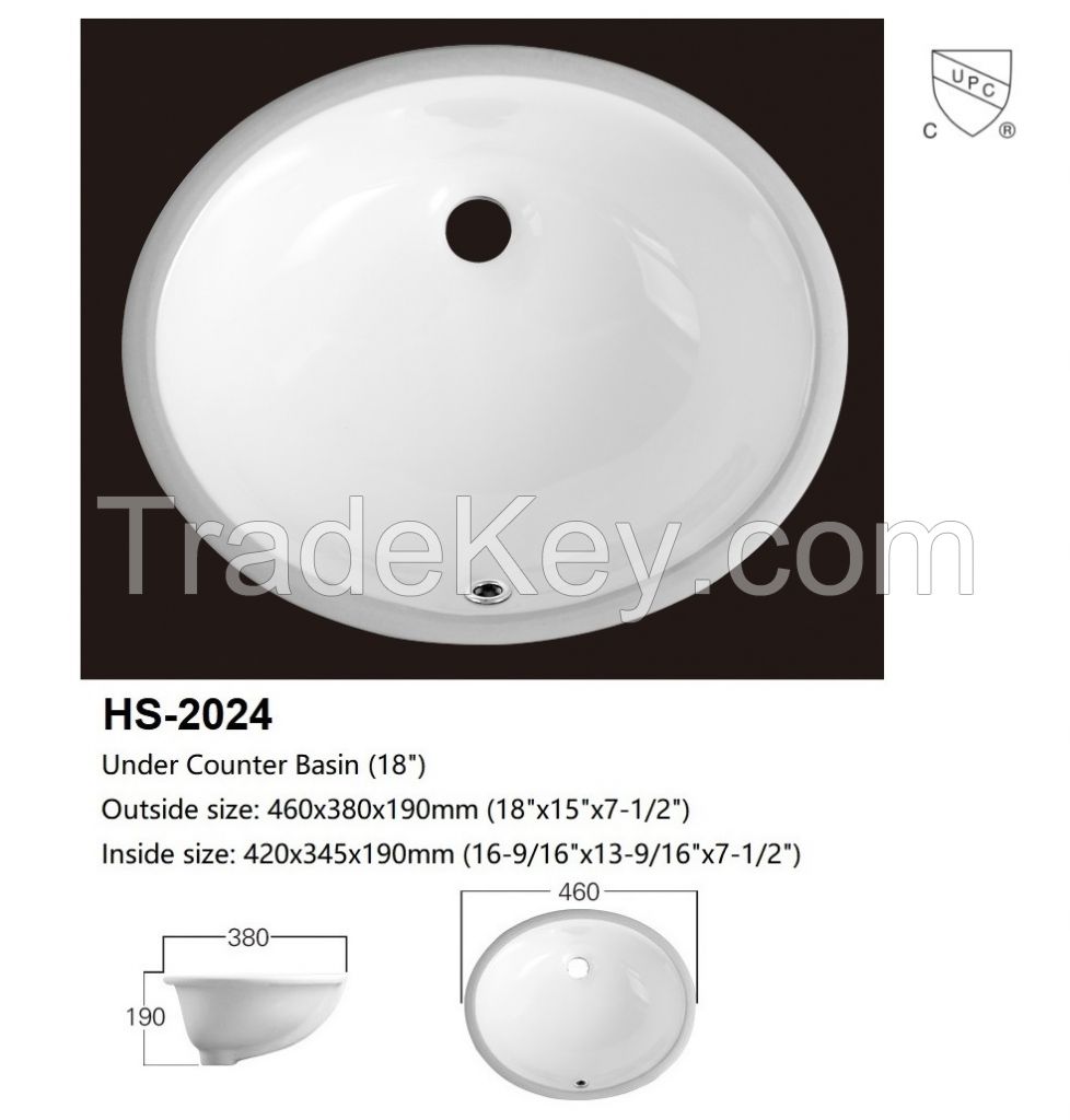 HS-2024 undermount basin 18&quot; oval shape