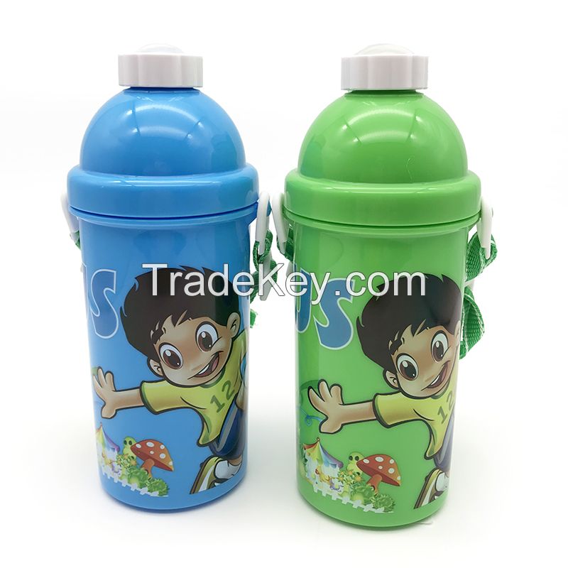 Back To School Outdoor Camping BPA Free Cartoon Water Bottle With Rope