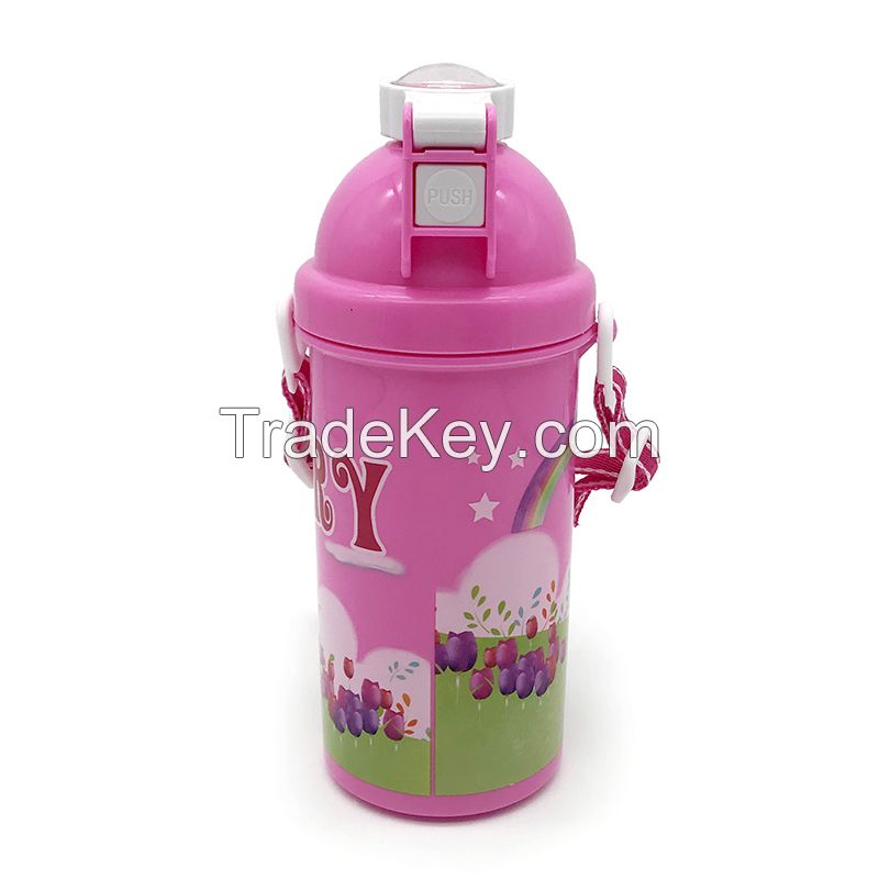 Back To School Outdoor Camping BPA Free Cartoon Water Bottle With Rope