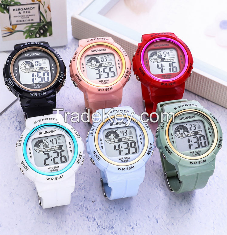 Electronic watch isn jelly color sports watch luminous alarm clock multi-function watch