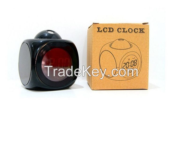 LCD voice projection report clock source factory multifunctional projection clock creative bedroom lazy projection clock