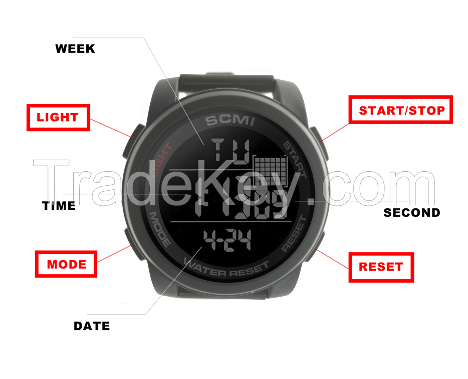 Men Digital Sport Watch Water Resistant LED Screen Outdoor Easy Read Wrist Watches with Alarm Stopwatch Date