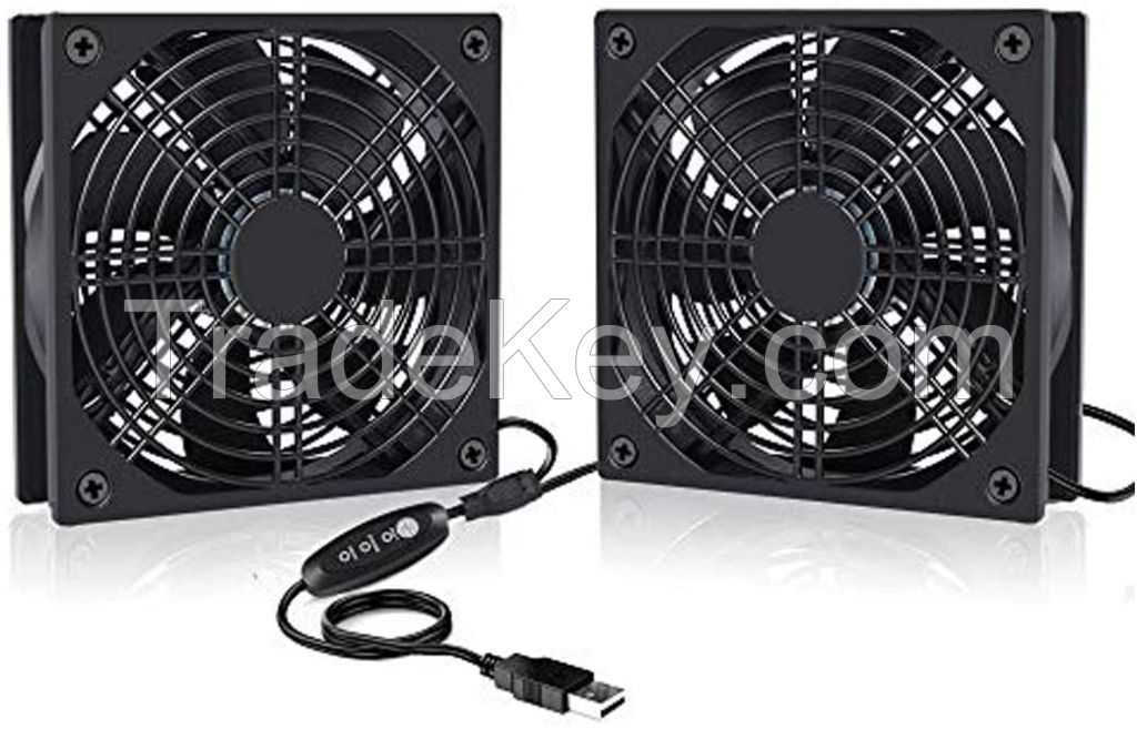 120mm USB Fan Double PC Fan 3 Adjustable Speeds Computer Fan 5V Radiator 12cm Quiet Case Fan 2 in 1 Compatible for Computer / PS4 / TV Box / AV Cabinet / Route