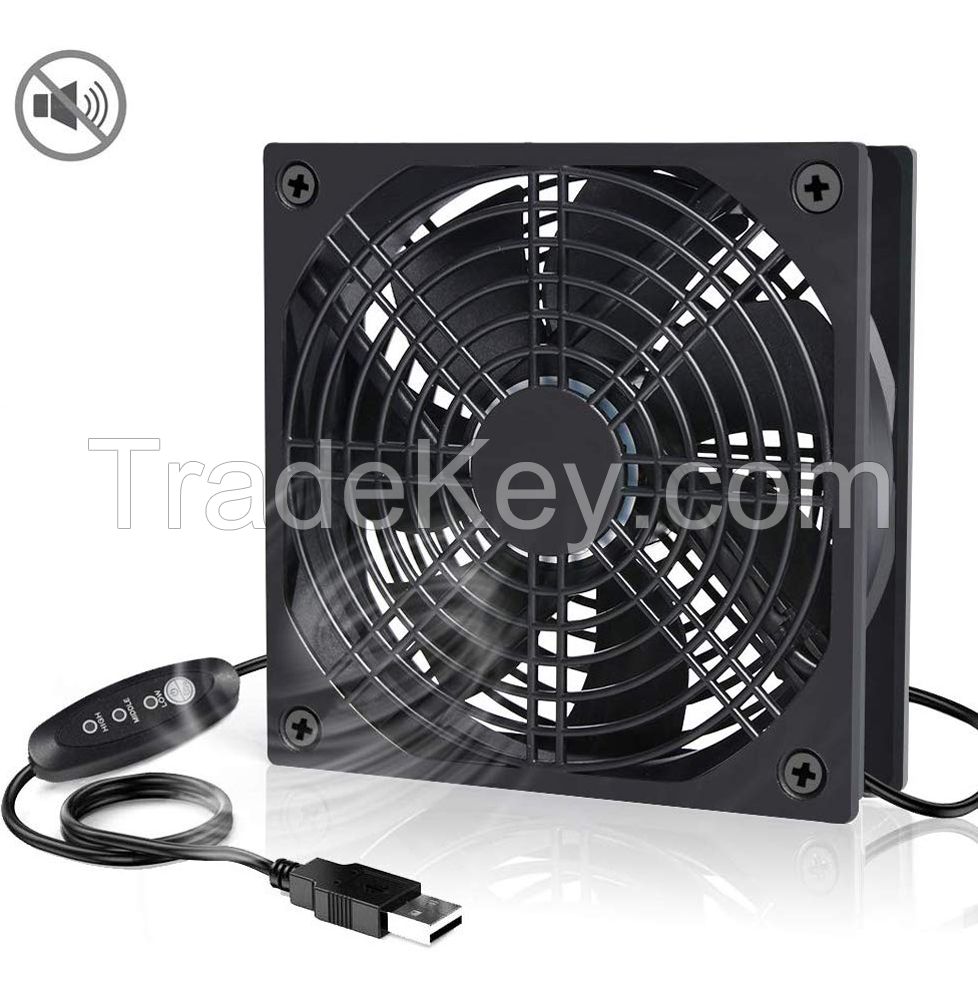 USB Fan 120mm Cooling Fan 3 Adjustable Wind Speed Computer Fan 5V Radiator  Quiet Case Fan 12cm Compatible PC Fan for Computer / PS4 / TV Box / AV Cabinet / Router